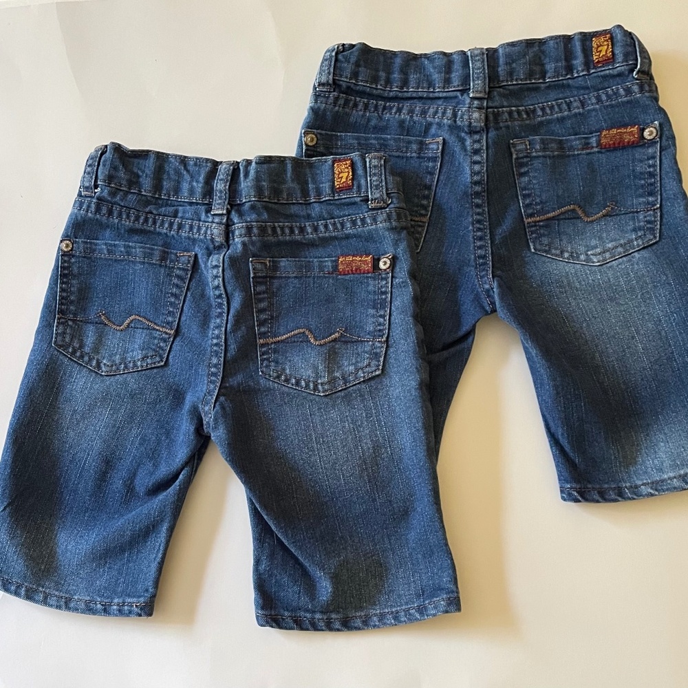 Seven for All Mankind Toddler Denim Jean Shorts Bundle 2 pairs
